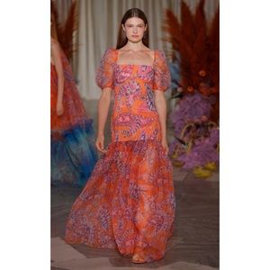 Staud Orange & Pink Polyester Sequin Maxi Dress Size 6 NWT